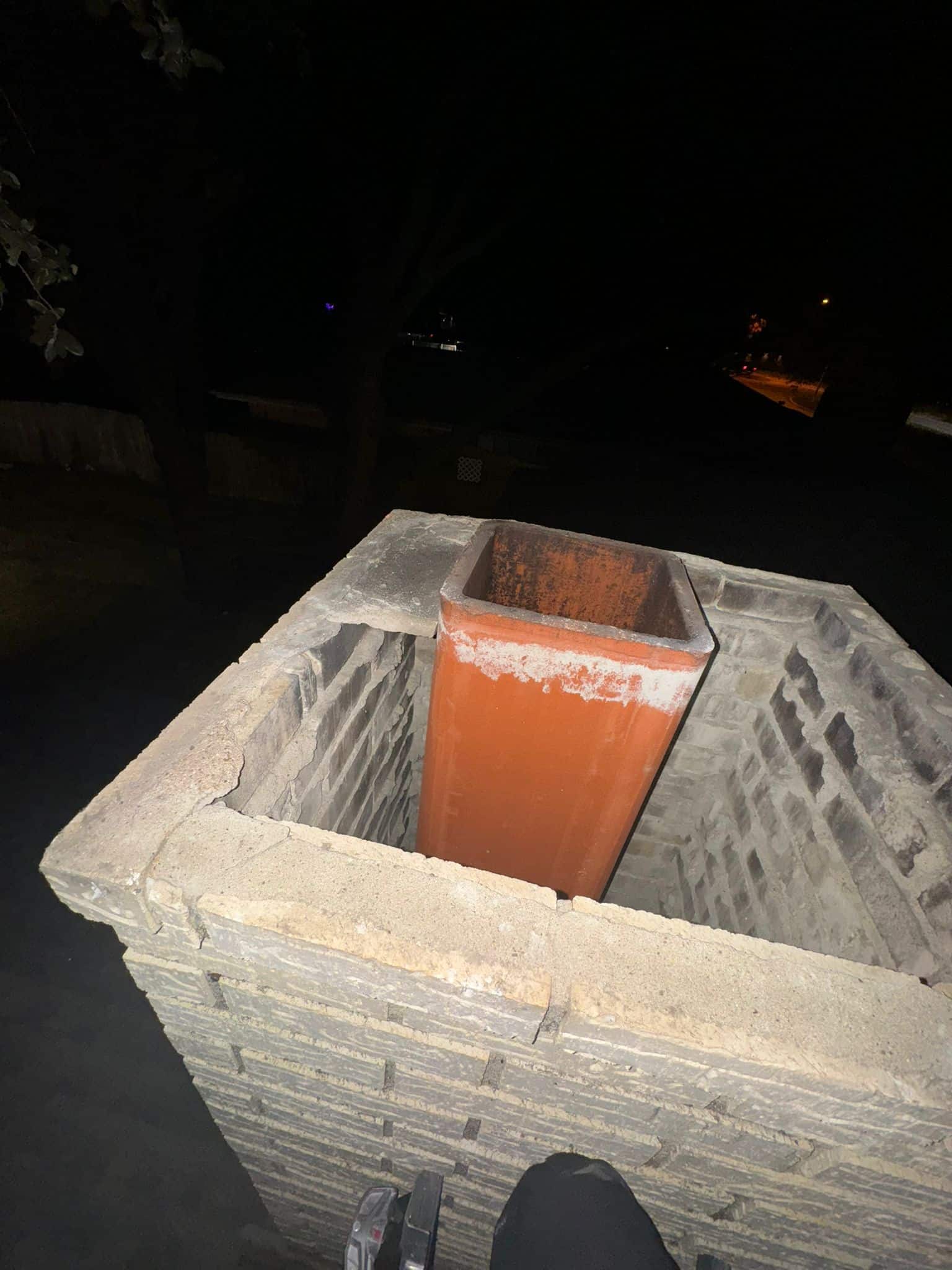 chimney of a gas fireplace
