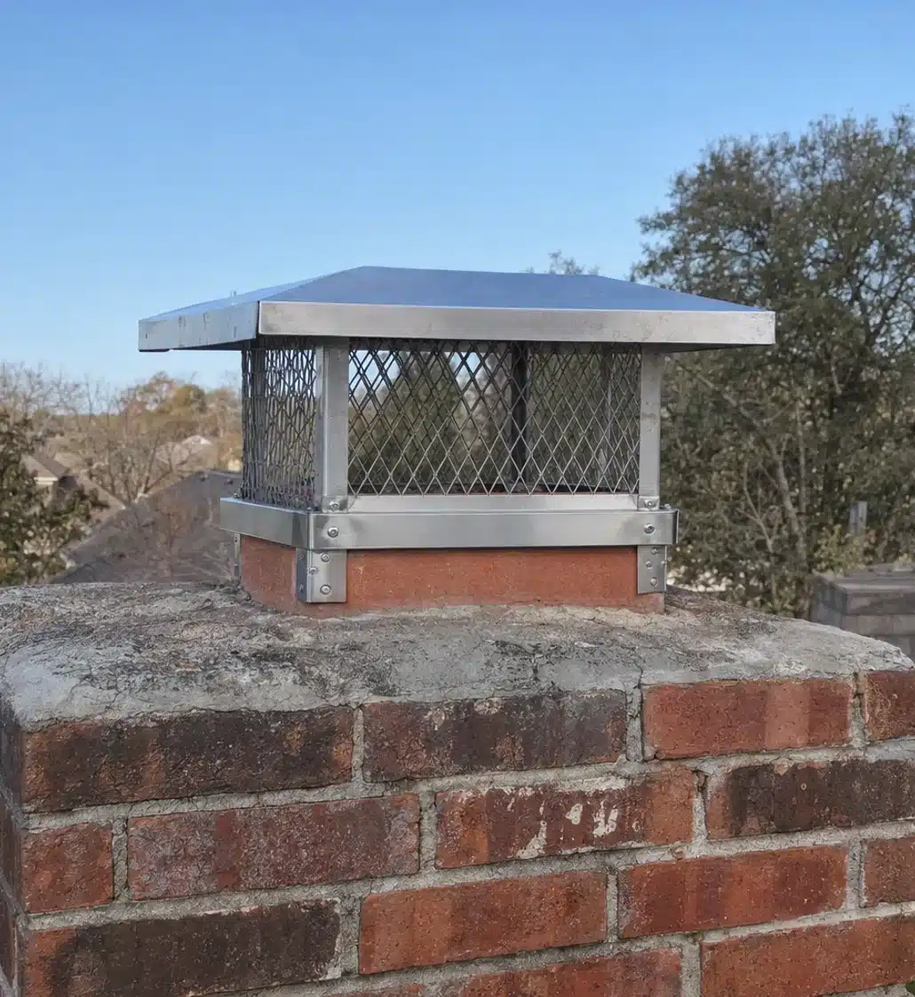 Chimney cap installation close-up