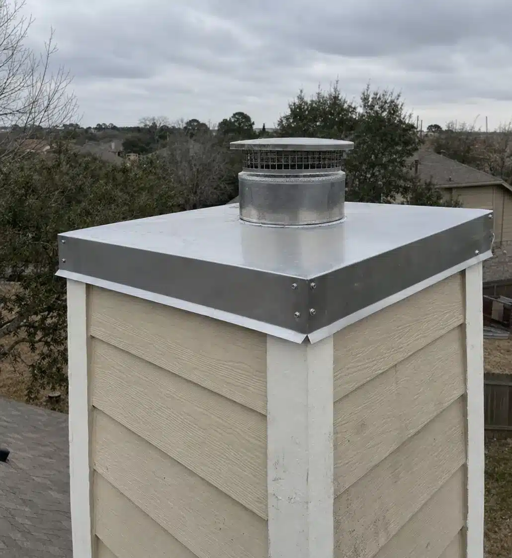 Chimney chase cover replacement close-up