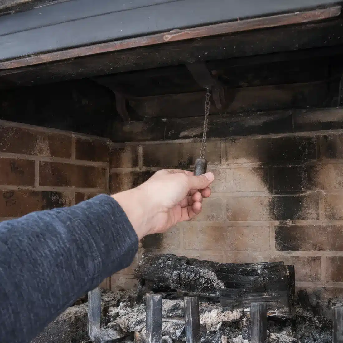 Technician working on chimney damper repair in Dallas